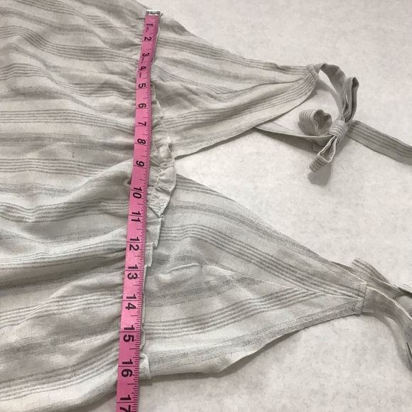 Shein Crop Spaghetti Tie Straps Light Gray with Grey Stripes Tank Top Size L - Picture 14 of 17
